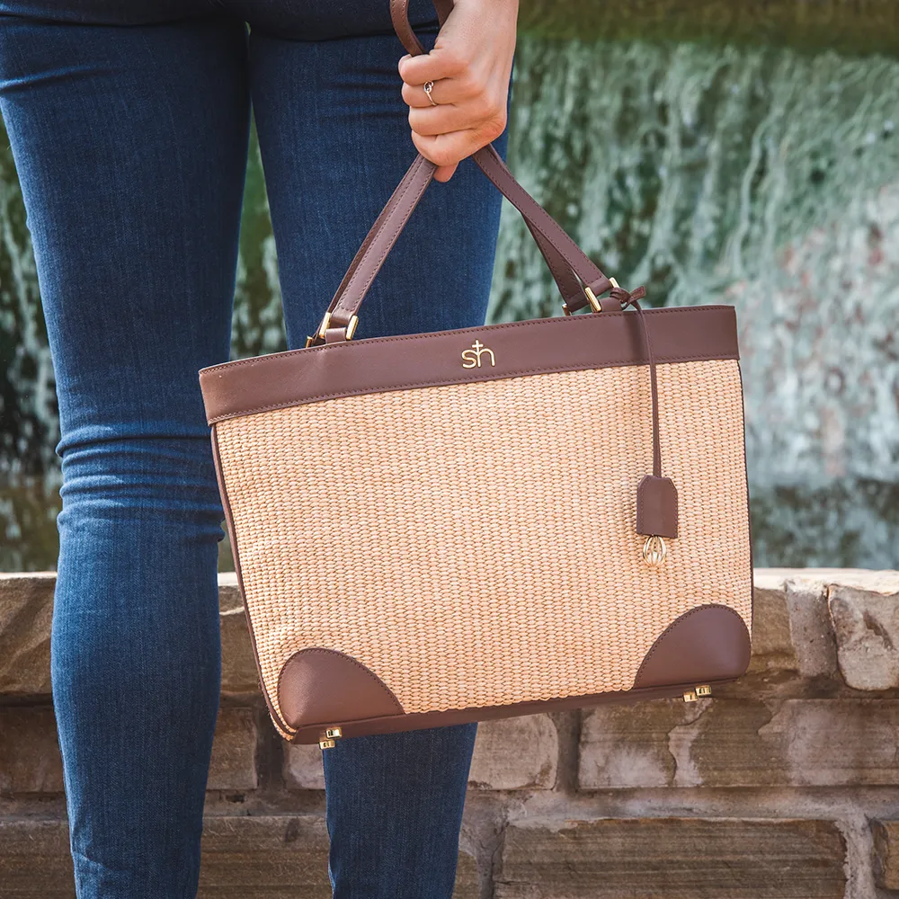 Amalfi Straw Tote - Brown