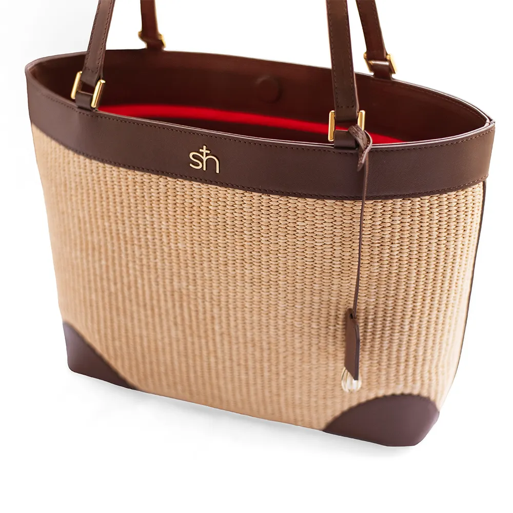 Amalfi Straw Tote - Brown