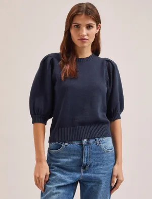 Amalie Linen Blend Jumper - Navy