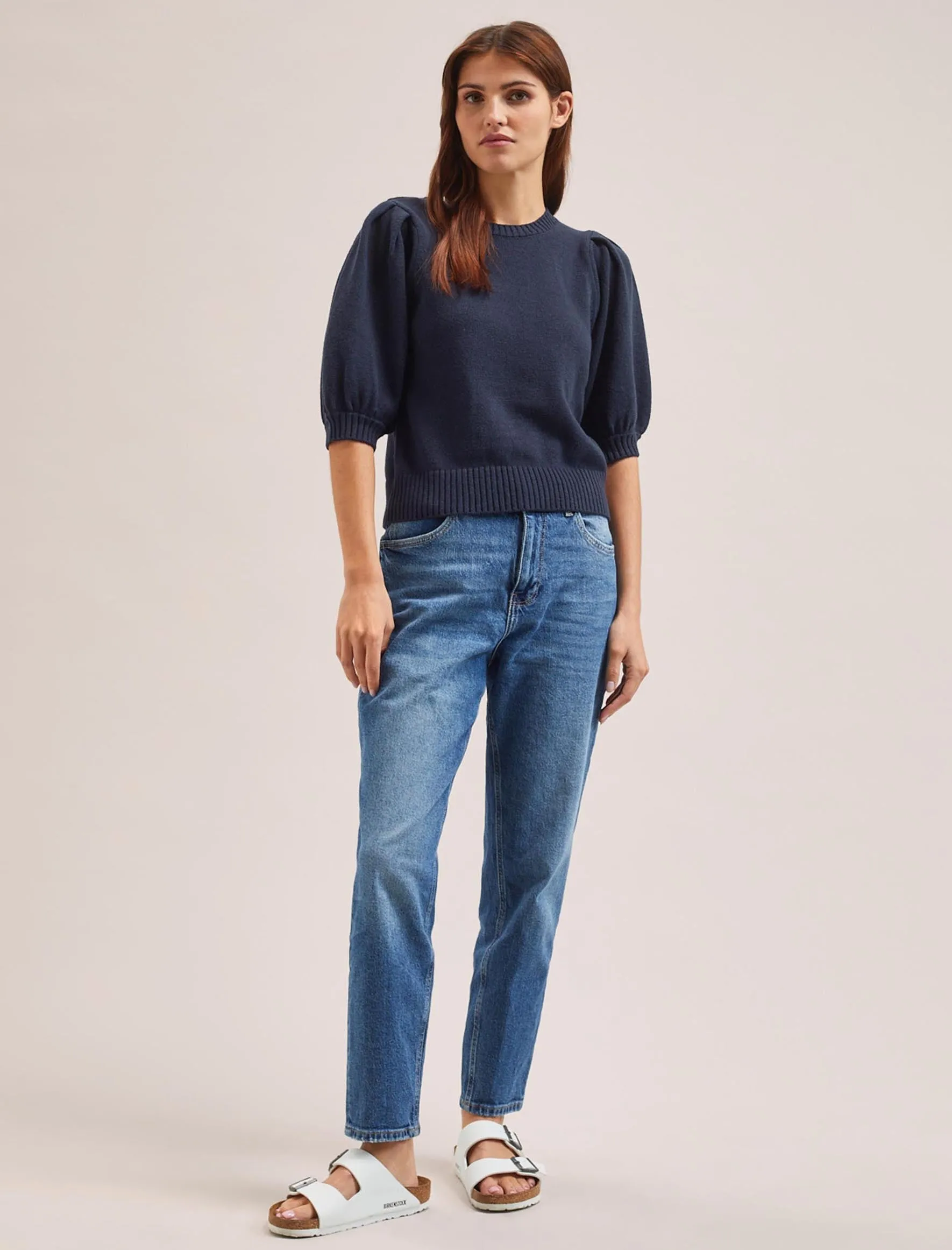 Amalie Linen Blend Jumper - Navy