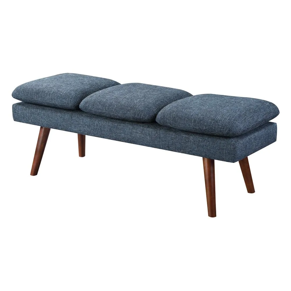 Amanda | Blue Mid-Century Contemporary Modern Upholstered Bench