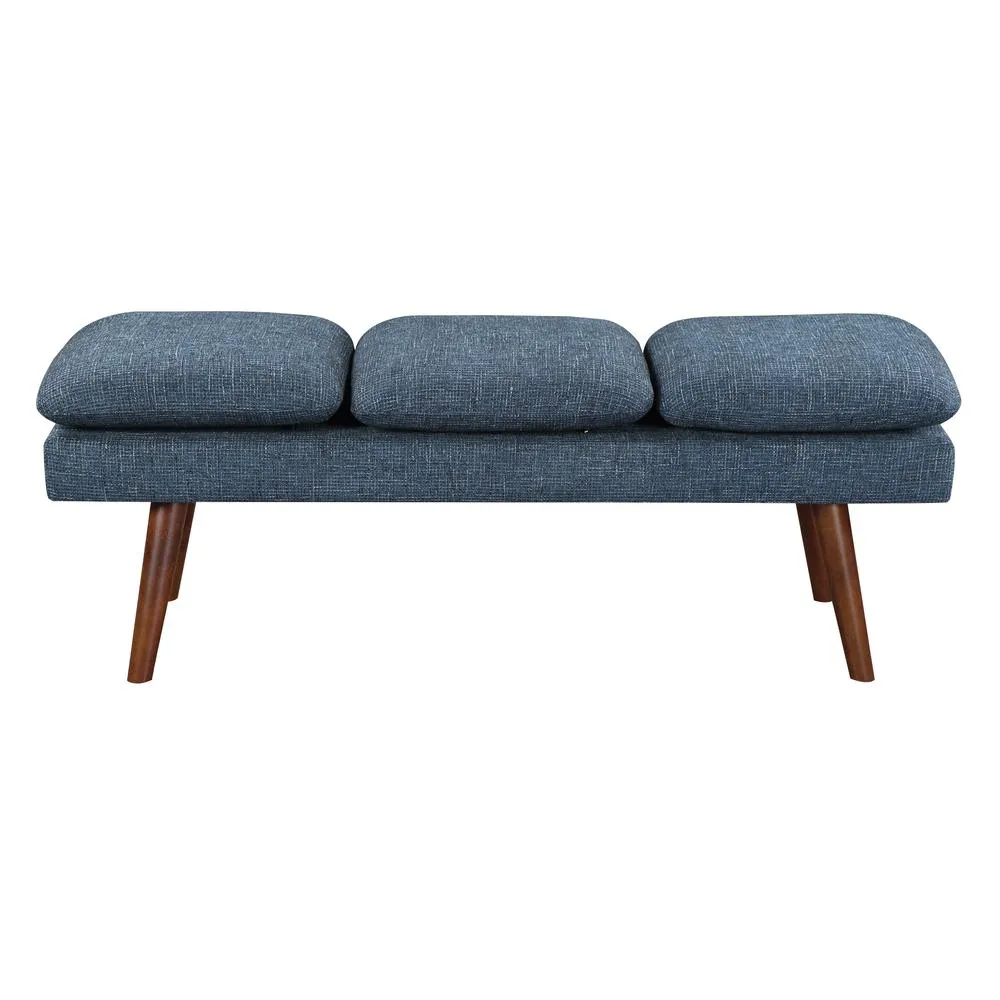 Amanda | Blue Mid-Century Contemporary Modern Upholstered Bench