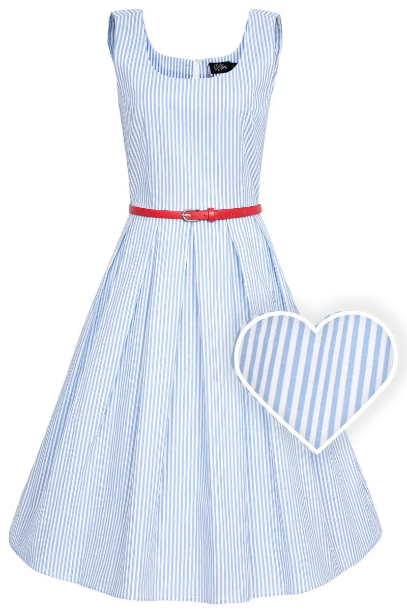 Amanda Blue Pin Striped Swing Dress