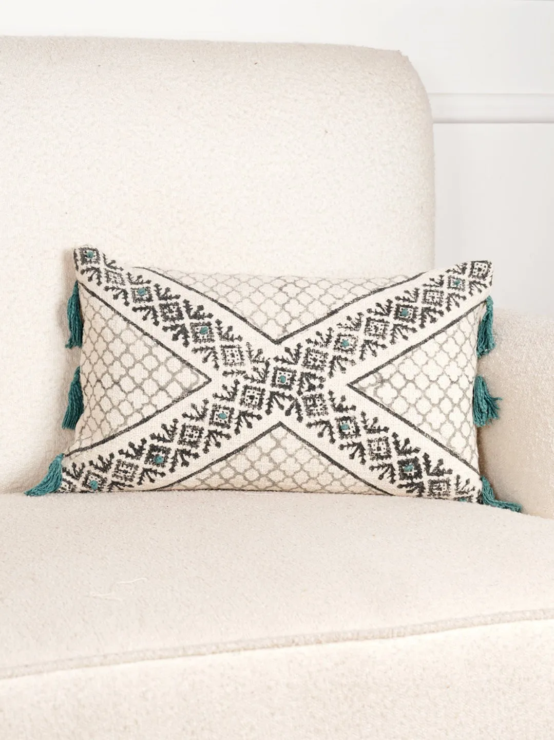 AMARA - BLOCK PRINTED LUMBAR CUSHION COVER