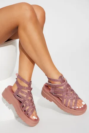 Amara Embellished Ankle Gladiators - Pink