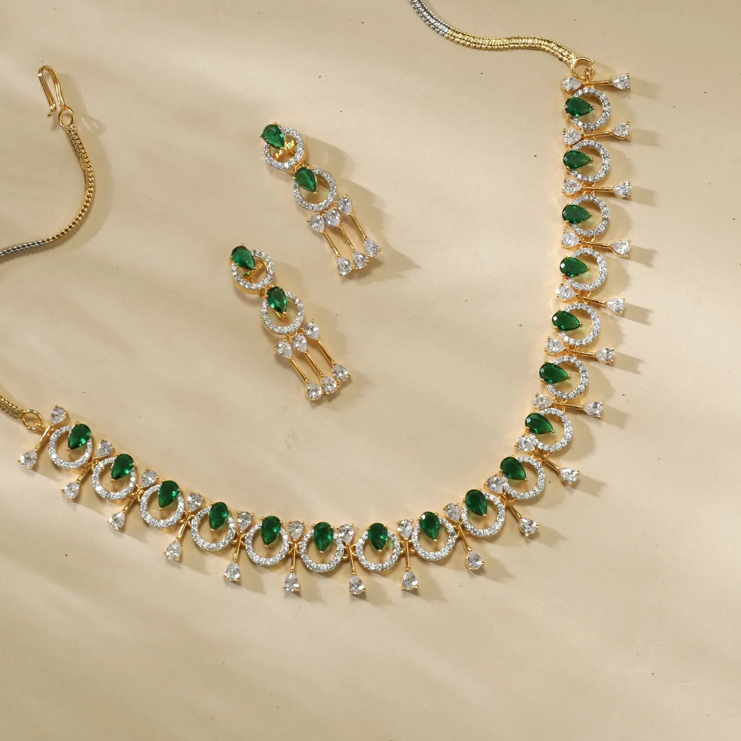 Amara Green CZ Necklace Set