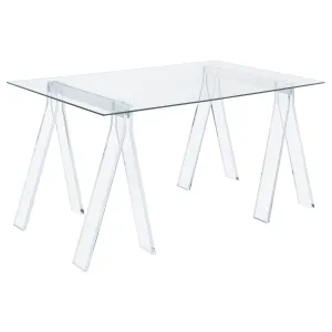 Amaturo Writing Desk with Glass Top Clear