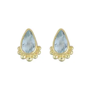 Amaya Gold Blue Topaz Studs