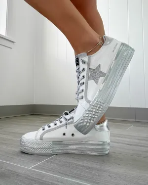 Amazed Platform Star Sneakers - Silver