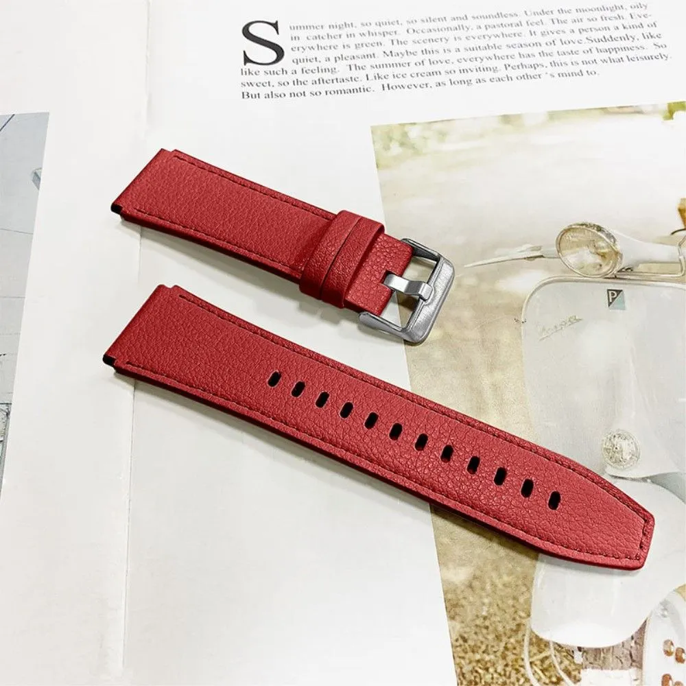 Amazfit GTR 47mm textured genuine leather watch strap - Red