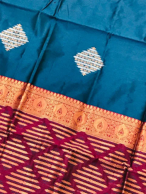 Amazing Teal Blue Color Soft Silk Saree With Fancy Pallu For Women