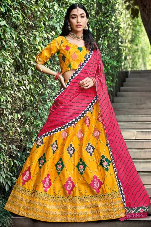 Amazing Yellow Sequins Embroidered Silk Lehenga Choli