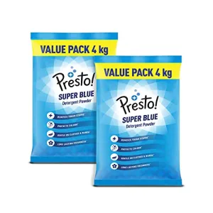 Amazon Brand - Presto! Super Blue Detergent Powder 8 Kg Twin (4Kg   4Kg) Pack