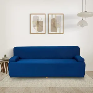 Amazon Brand - Solimo Polyester Spandex Stretchable Sofa Slipcover (3 Seater, Blue)