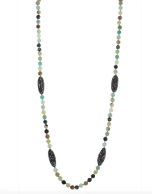 Amazonite and Crystal Olive Bead Necklace