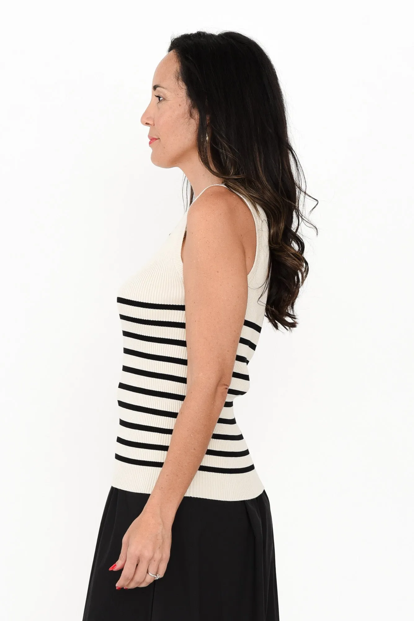 Amba Black Stripe Ribbed Tank