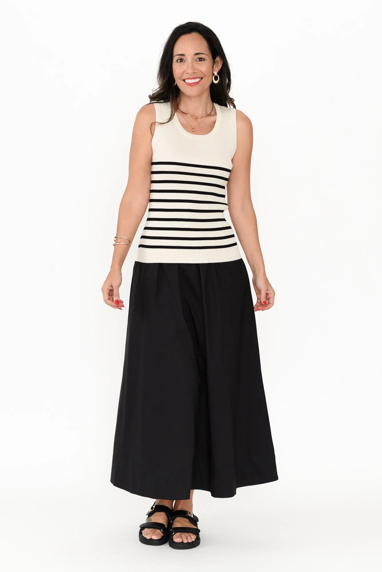 Amba Black Stripe Ribbed Tank