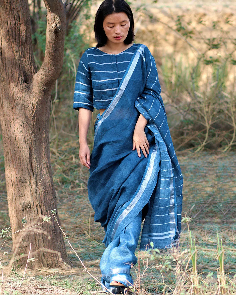 Ambar Handwoven Linen Saree