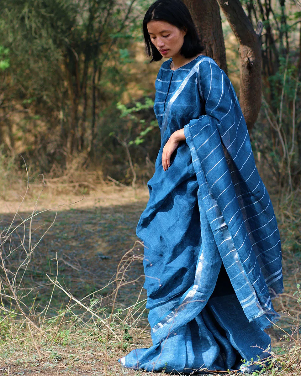 Ambar Handwoven Linen Saree