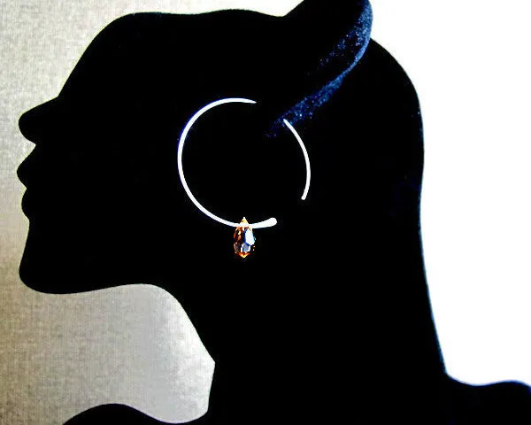 Amber Crystal Hoop Earrings