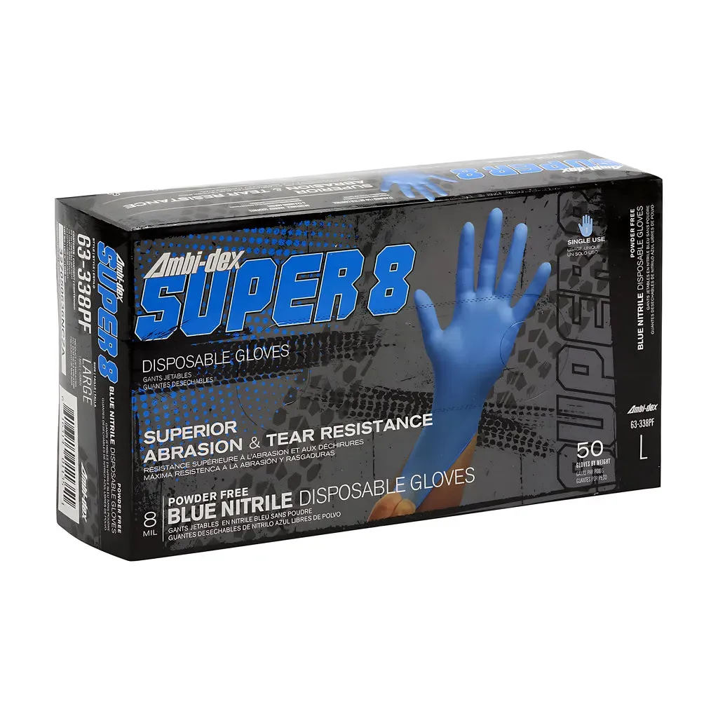 Ambi-dex 63-338PF/XXL Disposable Nitrile Glove, Powder Free with Textured Grip - 8 mil