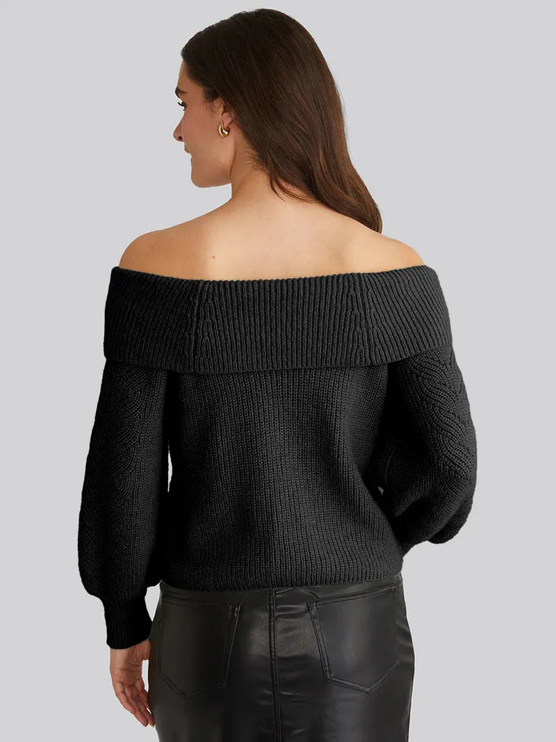 AME Marisa Relaxed Off Shoulder Pullover