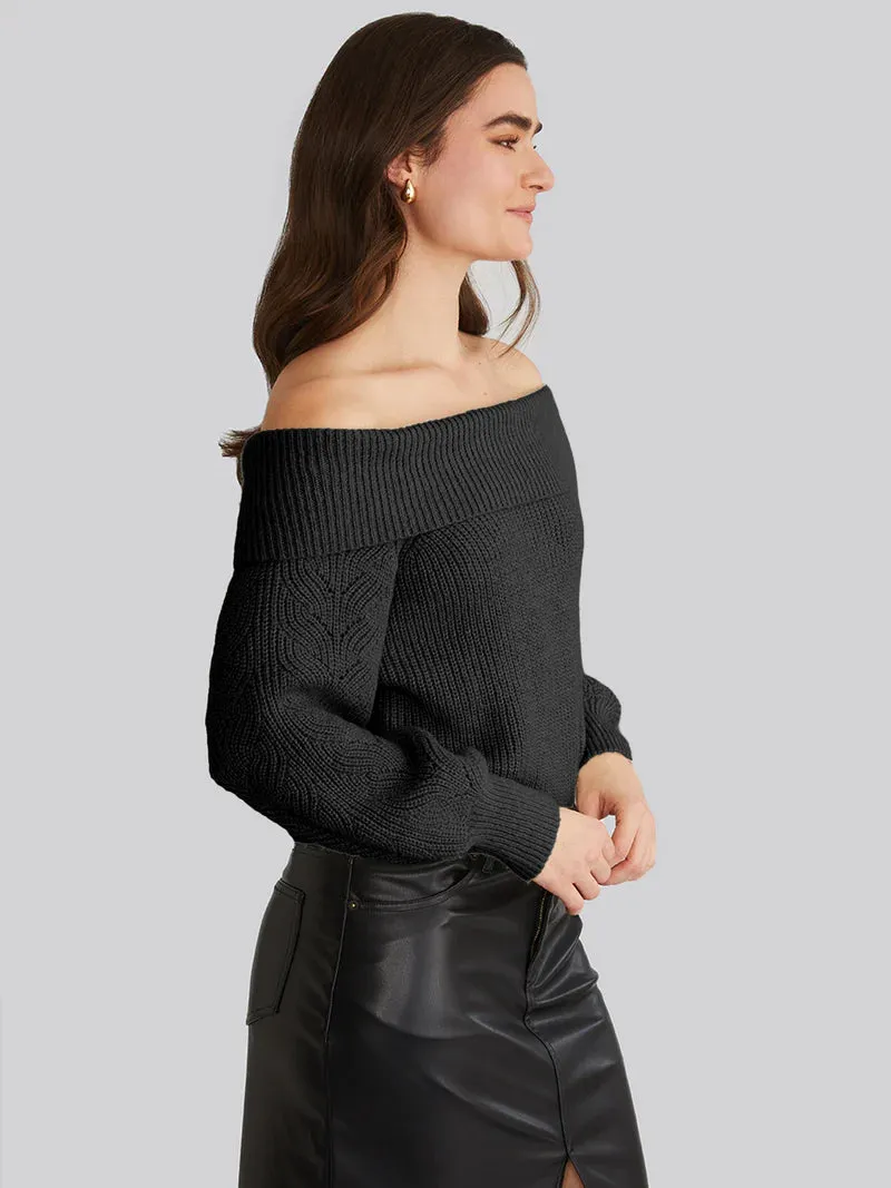 AME Marisa Relaxed Off Shoulder Pullover