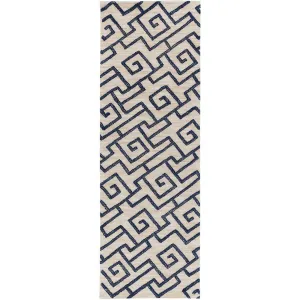 Ameila Light Gray/Navy Runner Rug