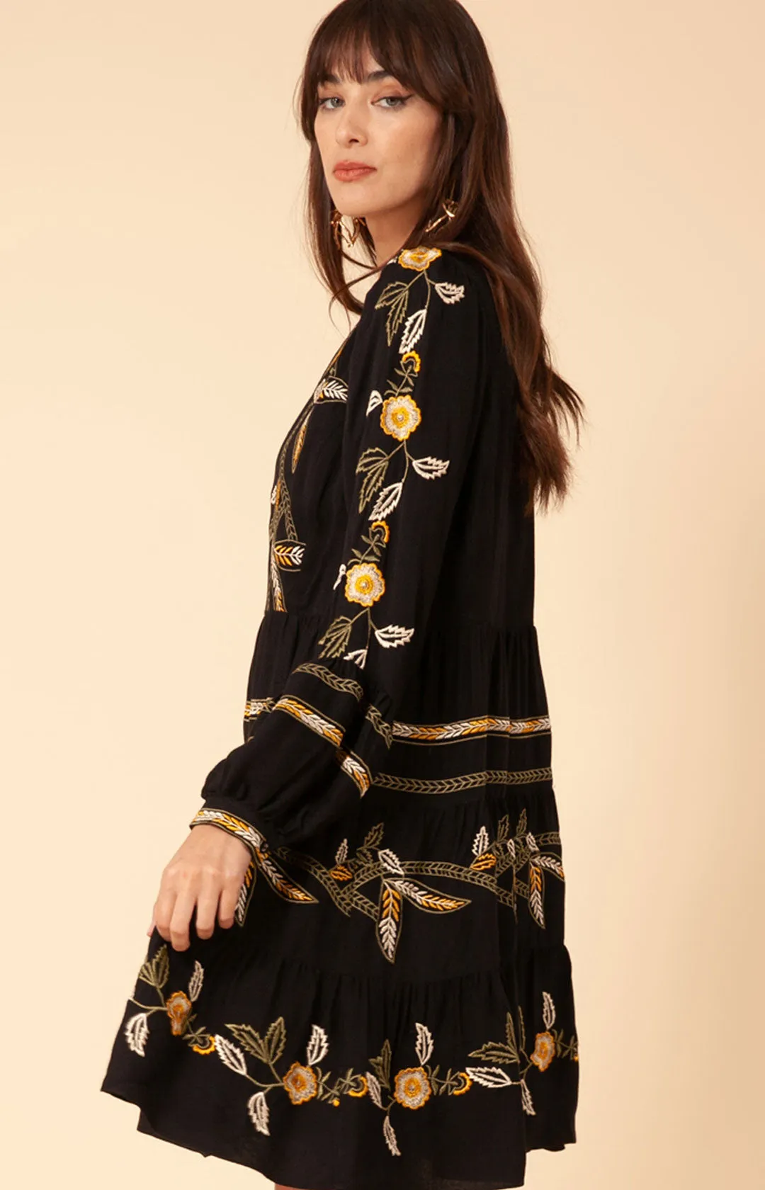 Amelia Embroidered Crepe Dress