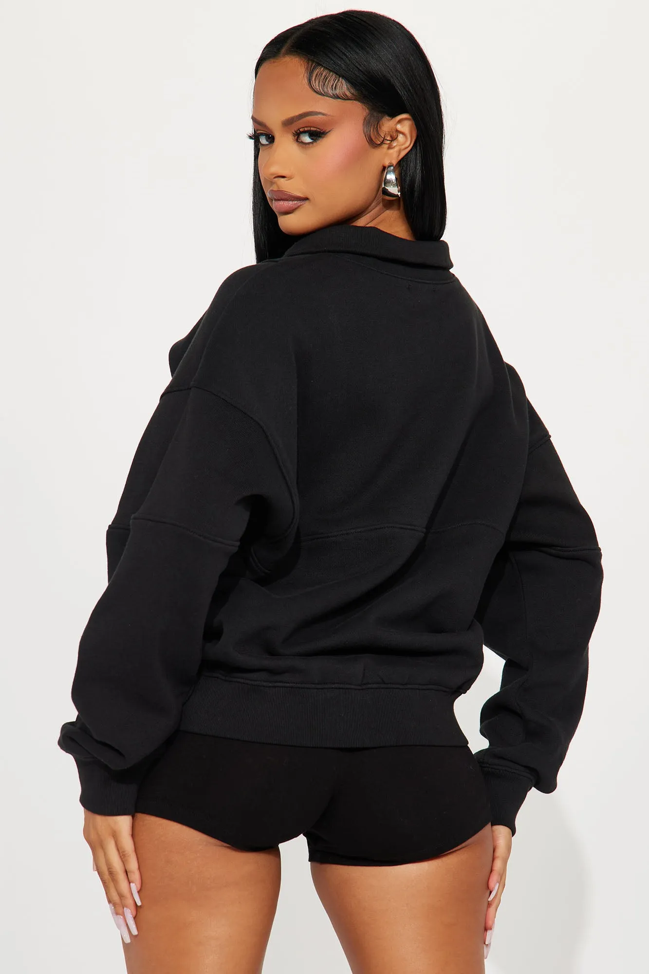 Amelia Half Zip Pull Over - Black