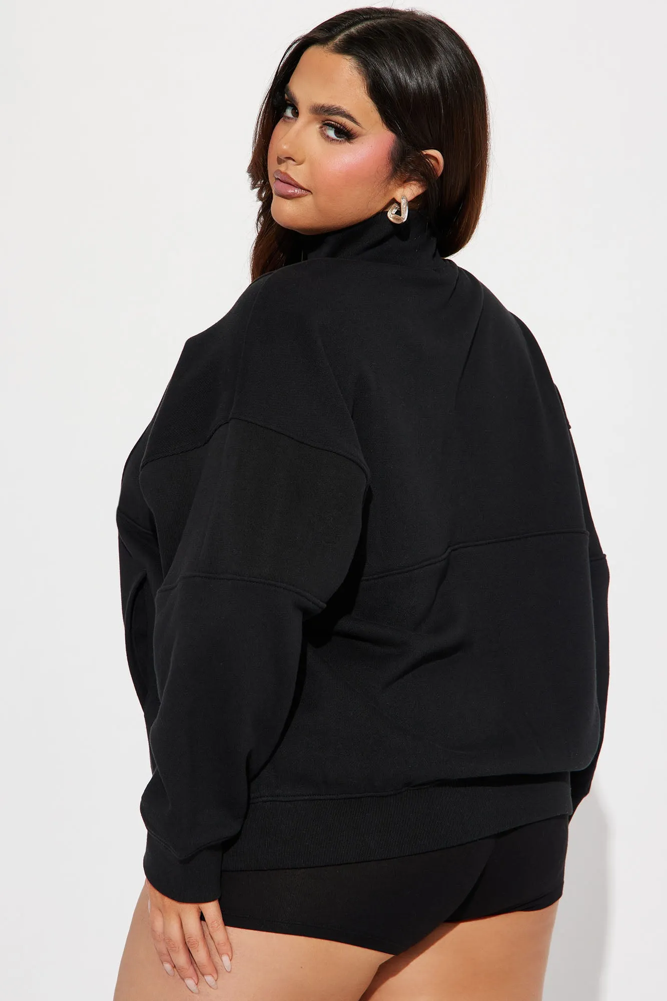 Amelia Half Zip Pull Over - Black