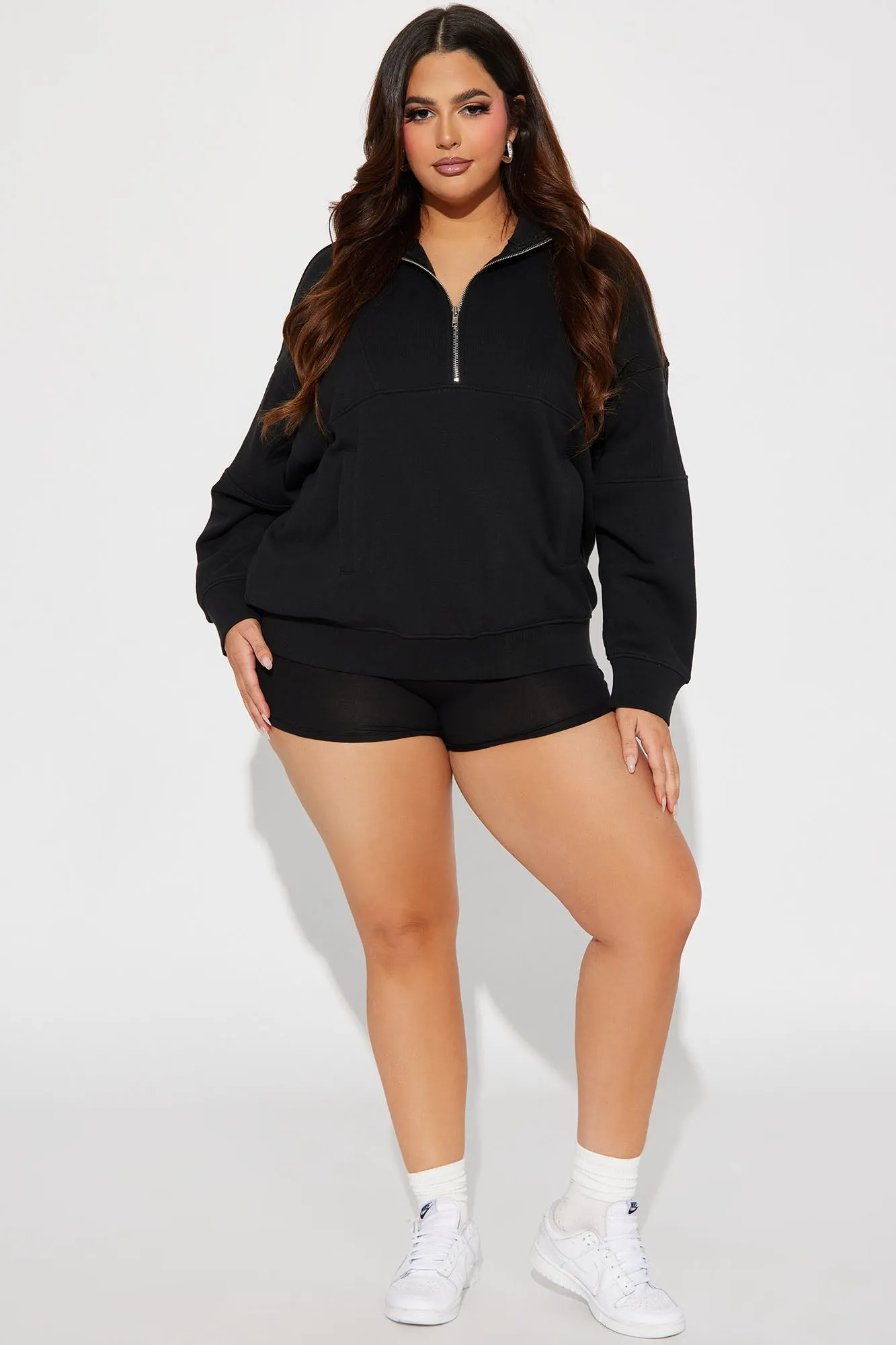 Amelia Half Zip Pull Over - Black