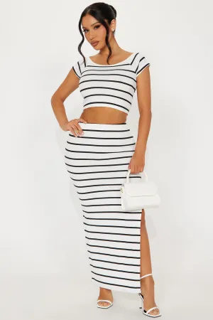 Amelia Striped Skirt Set - Cream/combo