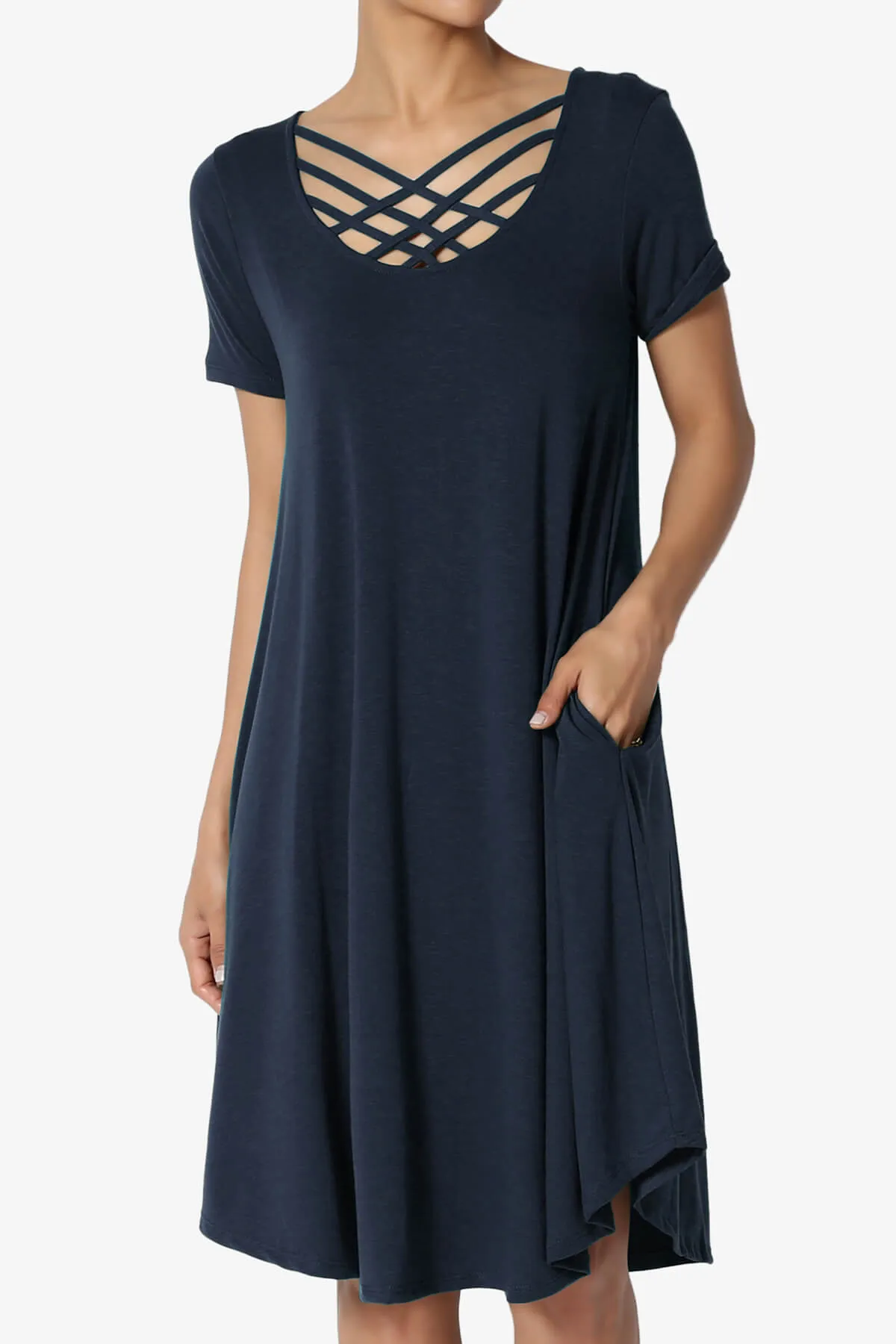 Amella Strappy Scoop Neck Pocket Dress PLUS