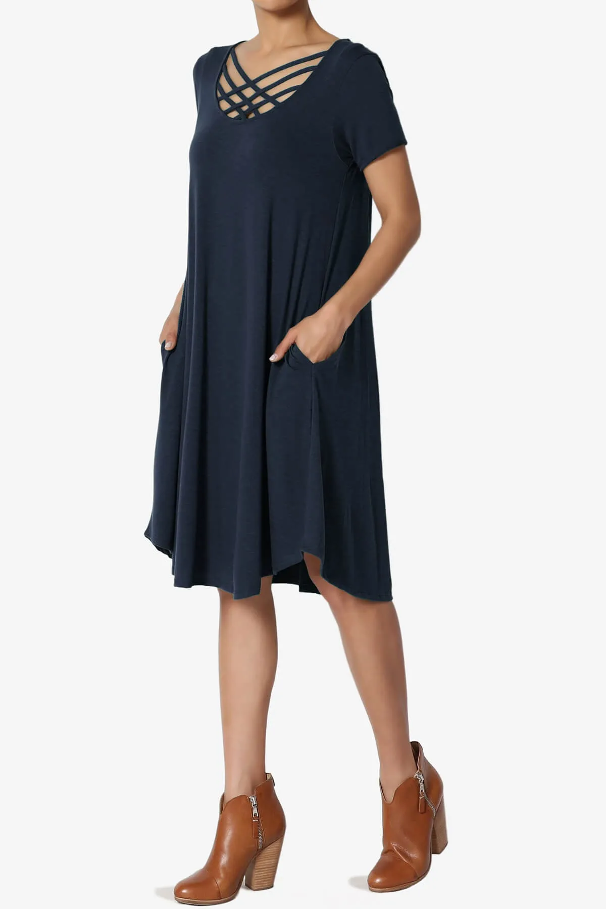 Amella Strappy Scoop Neck Pocket Dress PLUS