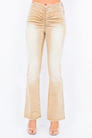 American Bazi V-Cut Ruched Flare Pants