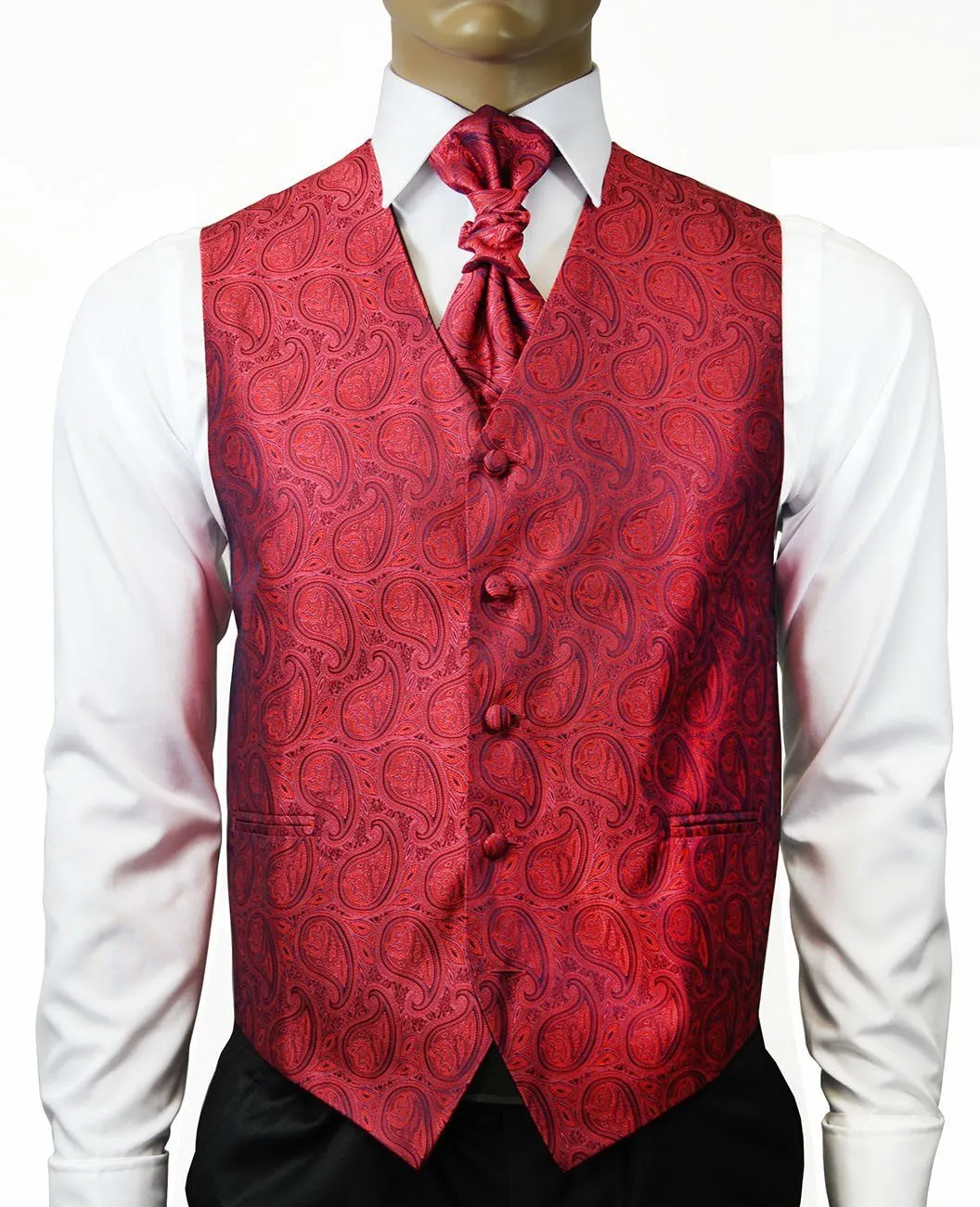 American Beauty Red Paisley Tuxedo Vest Set