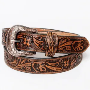 American Darling Western Floral Hand-Tooled Leather Belt in Brown