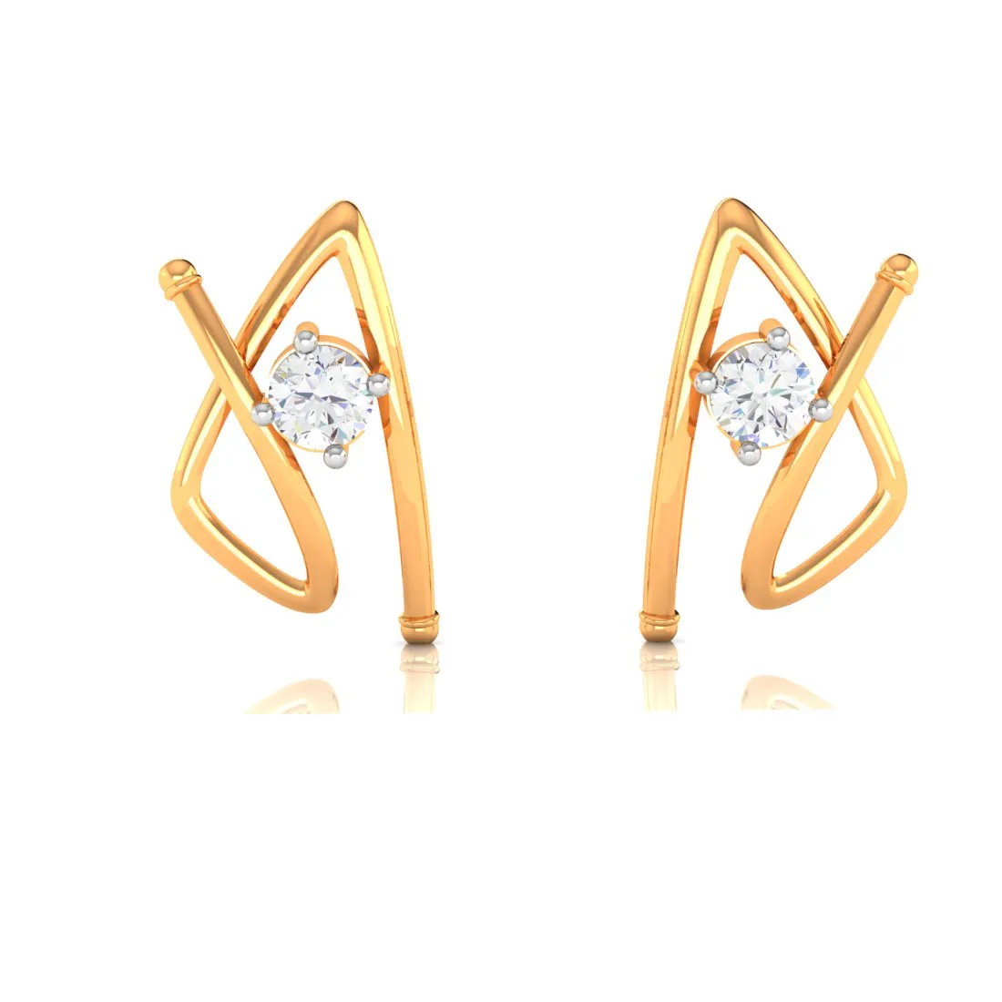 American Diamond 14k Gold Earrings With Speculative Design