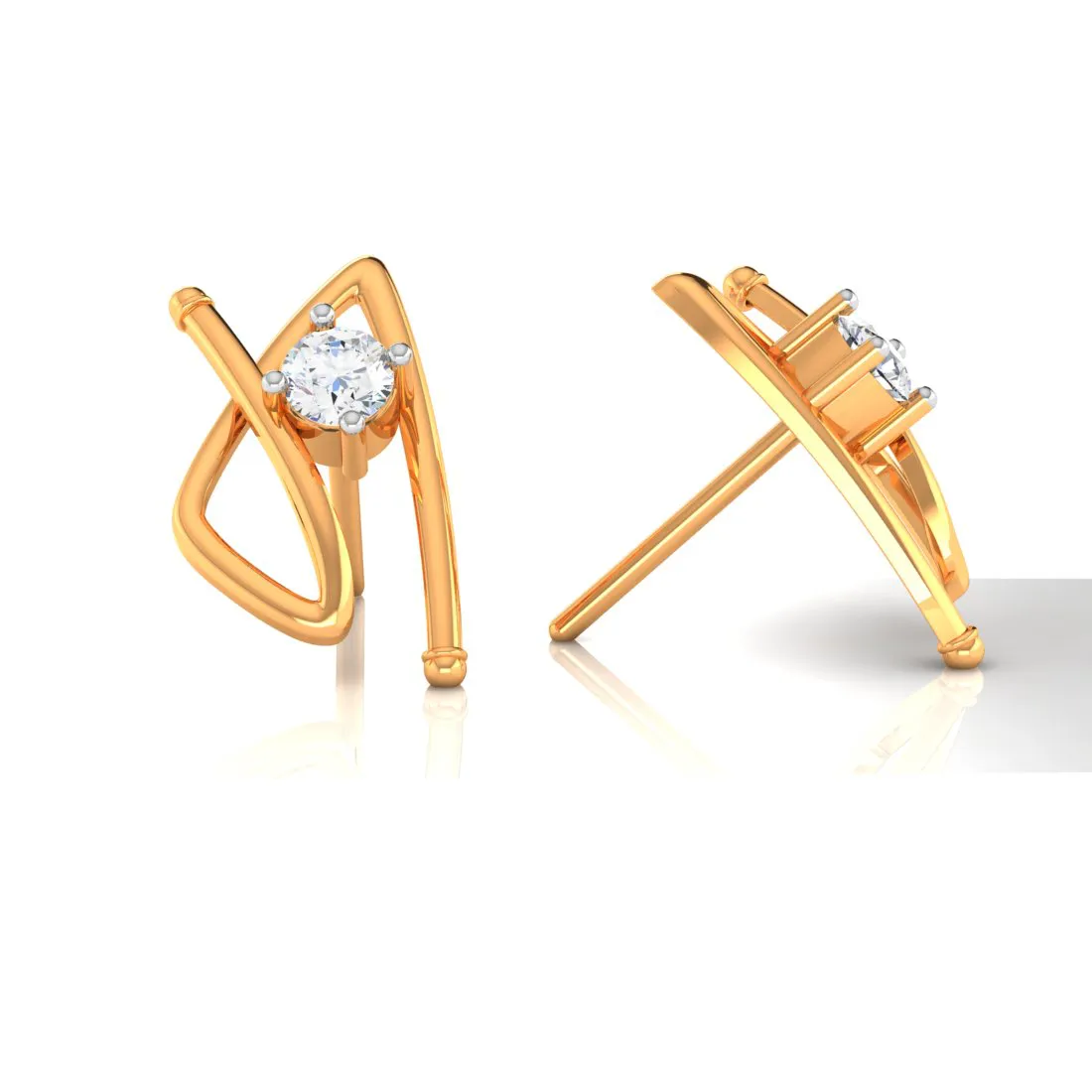 American Diamond 14k Gold Earrings With Speculative Design