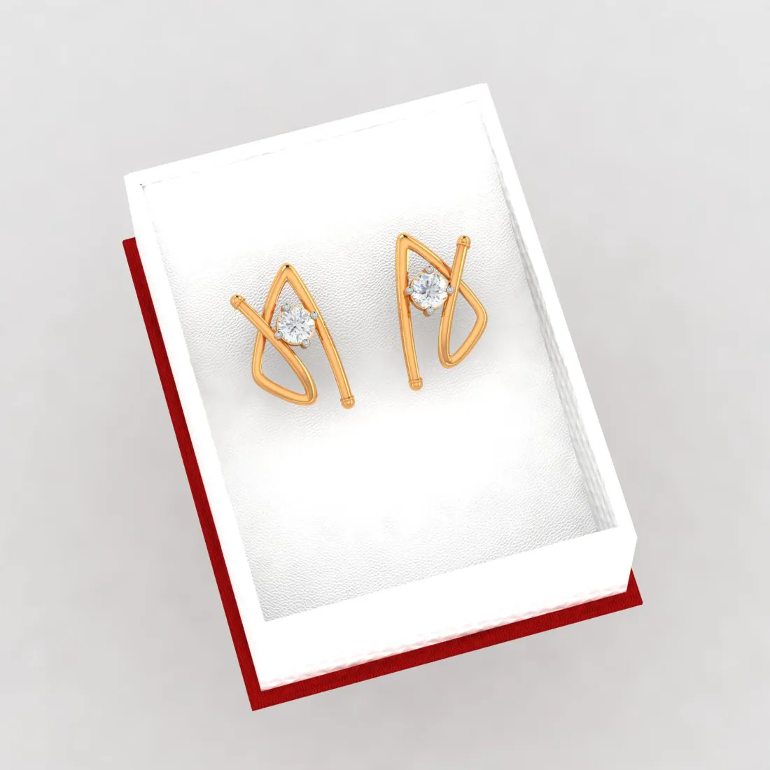 American Diamond 14k Gold Earrings With Speculative Design