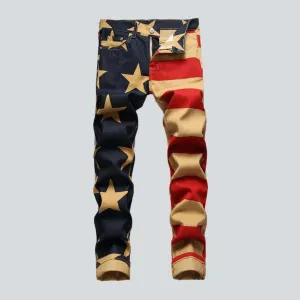 American flag painted men's jeans