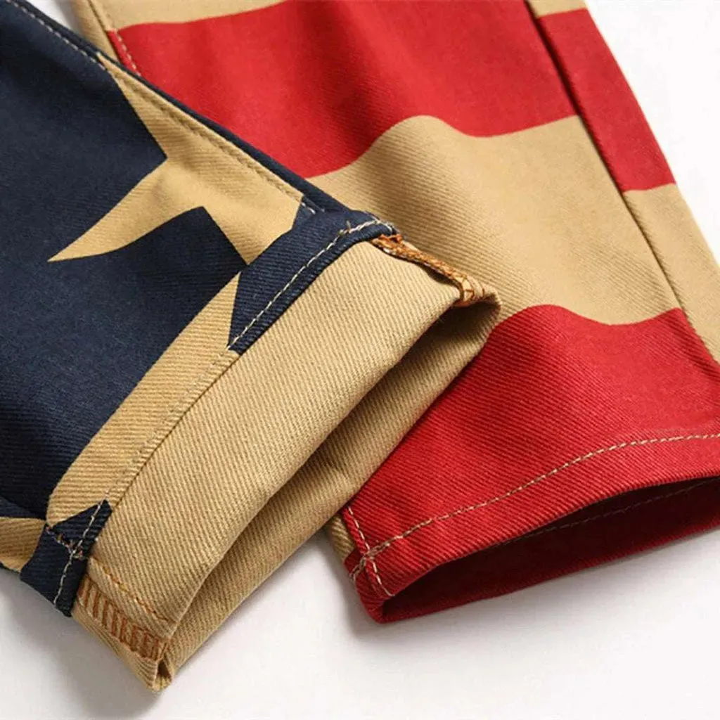 American flag painted men's jeans