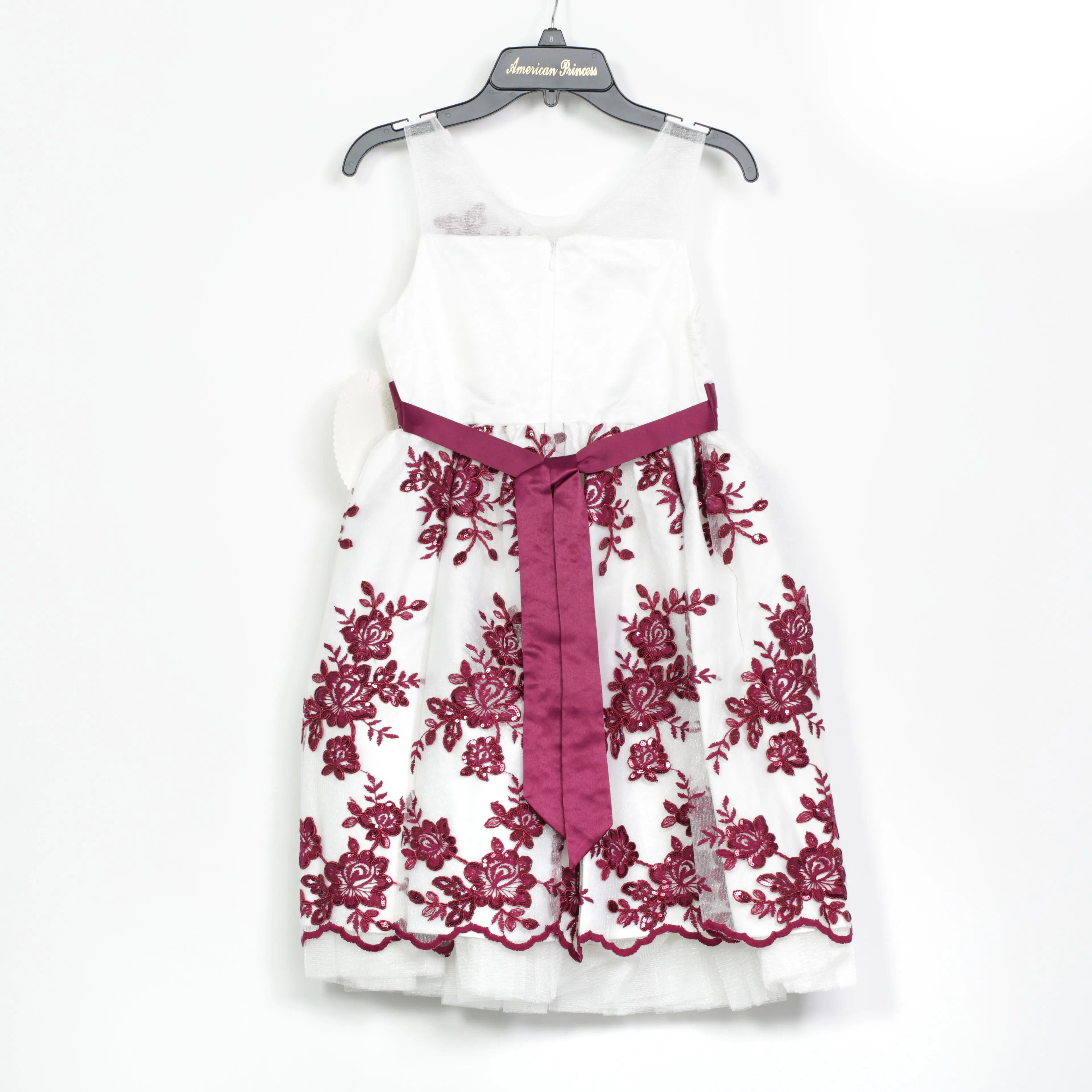 American Princess Dress - Burgundy Lace Decoration & Bow