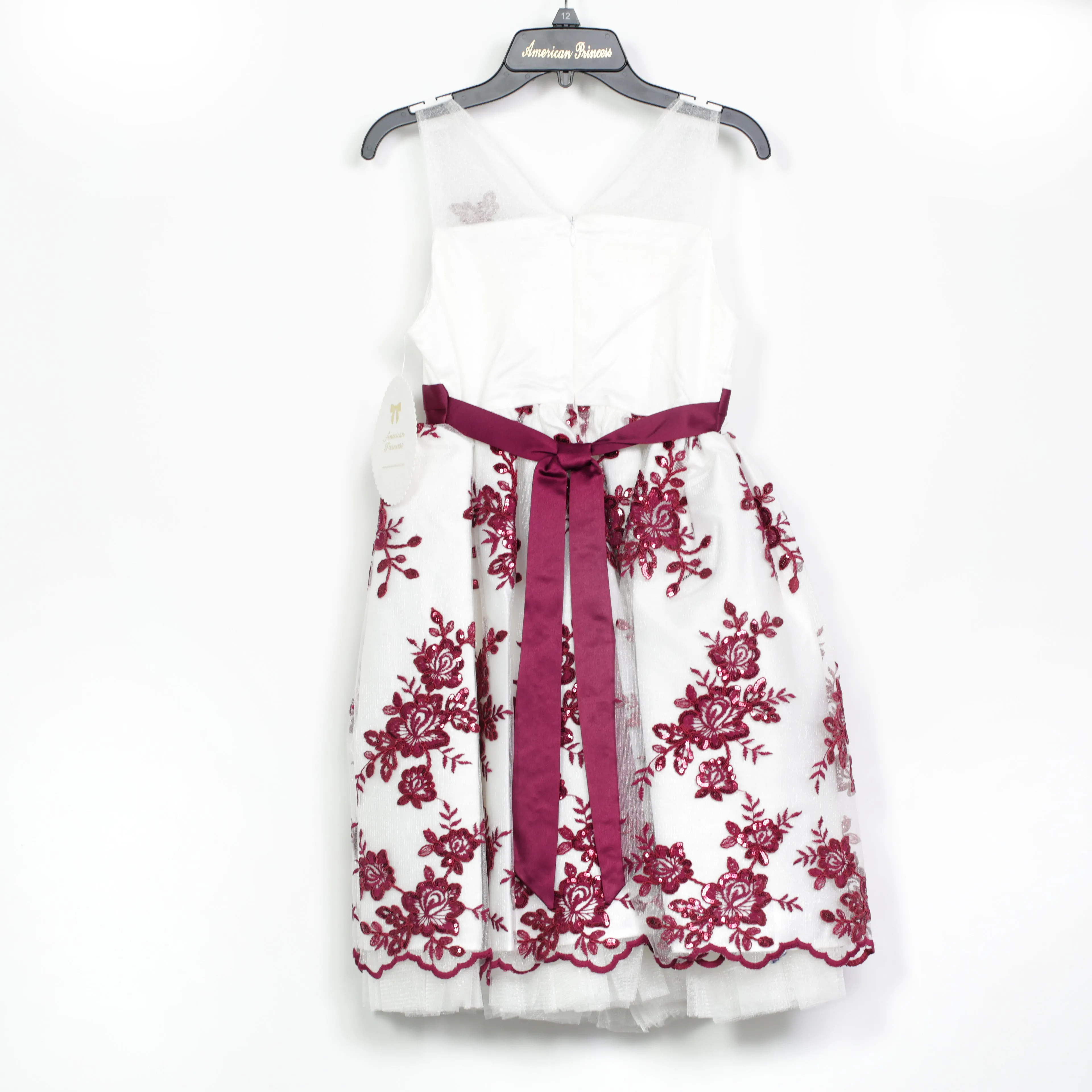 American Princess Dress - Burgundy Lace Decoration & Bow