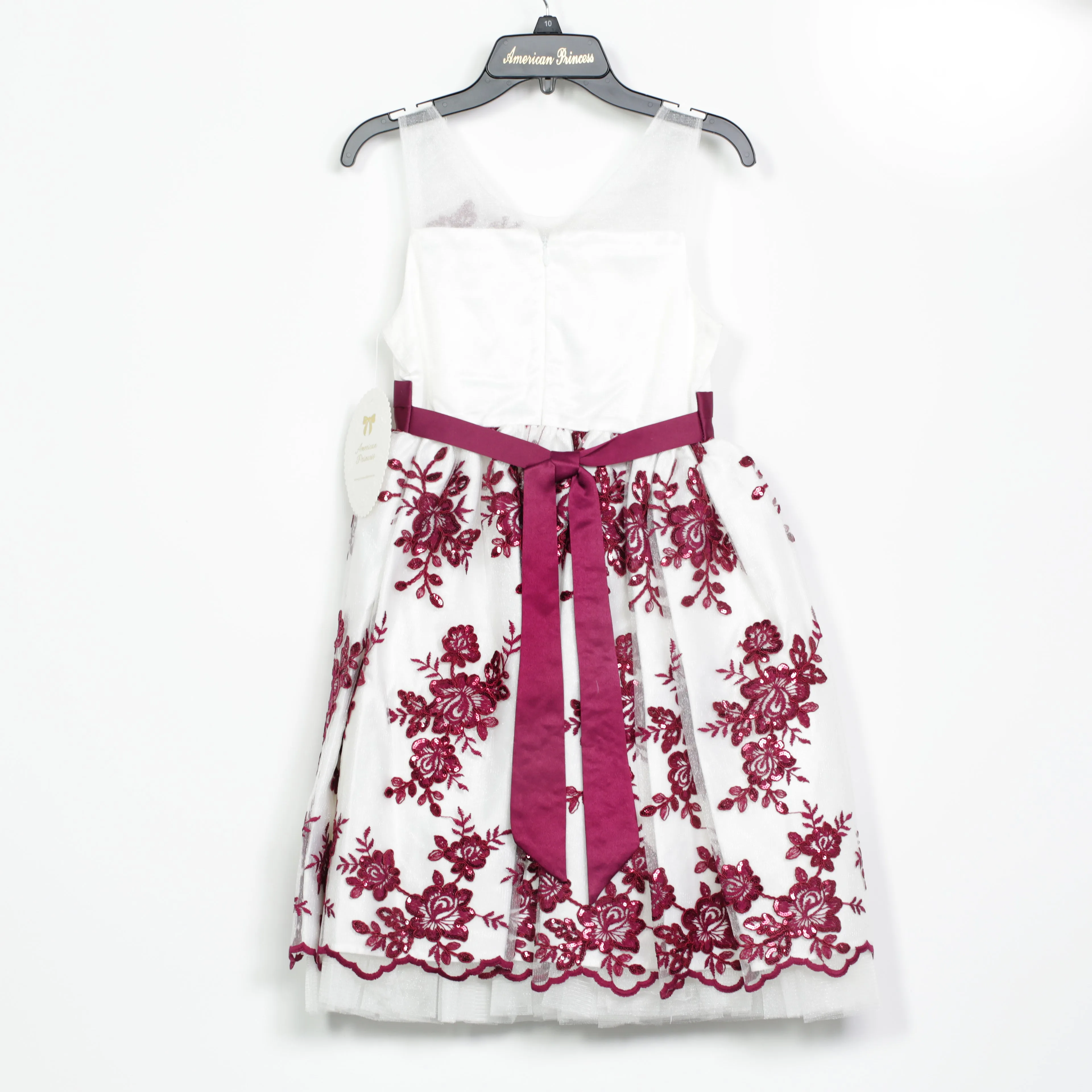 American Princess Dress - Burgundy Lace Decoration & Bow