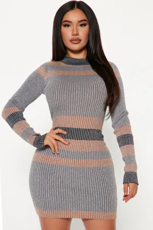 Americano Sweater Mini Dress - Grey/combo