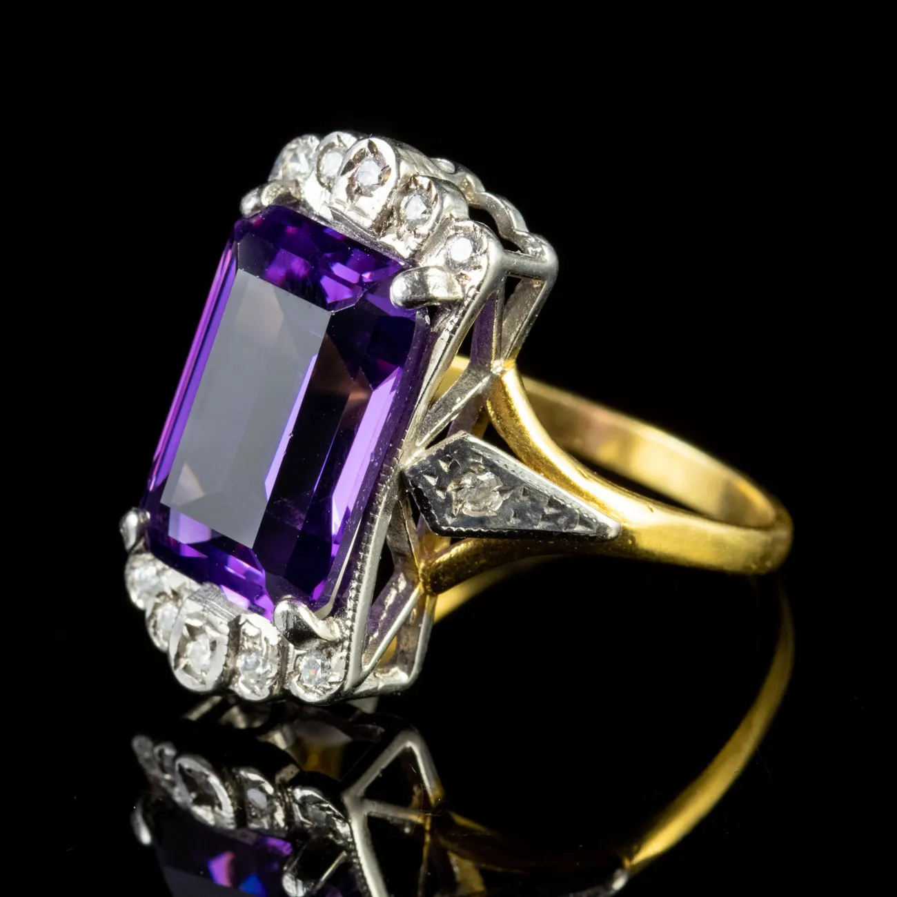 Amethyst And Paste Stone Ring 9Ct Gold On Silver