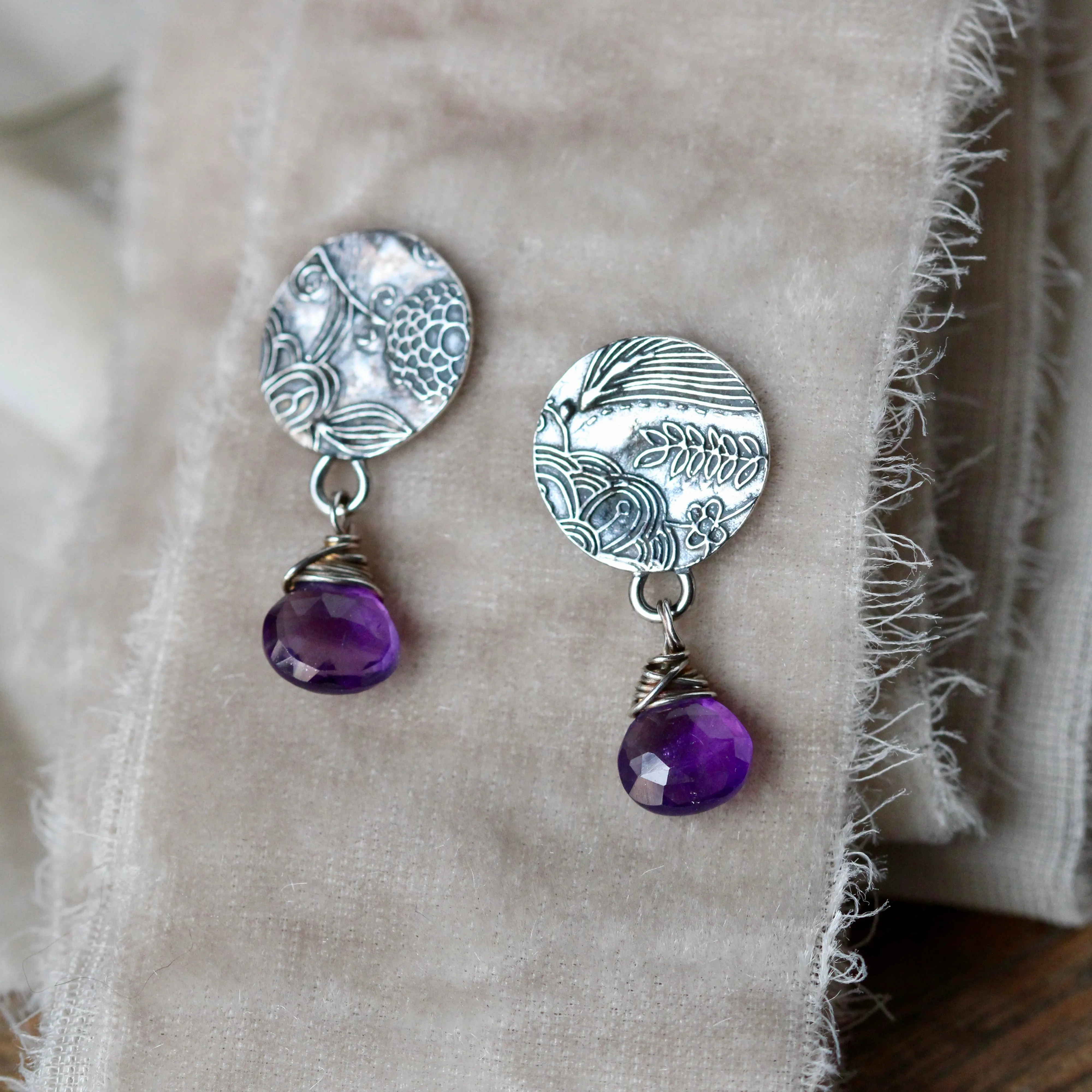 Amethyst and silver Midnight Garden earrings