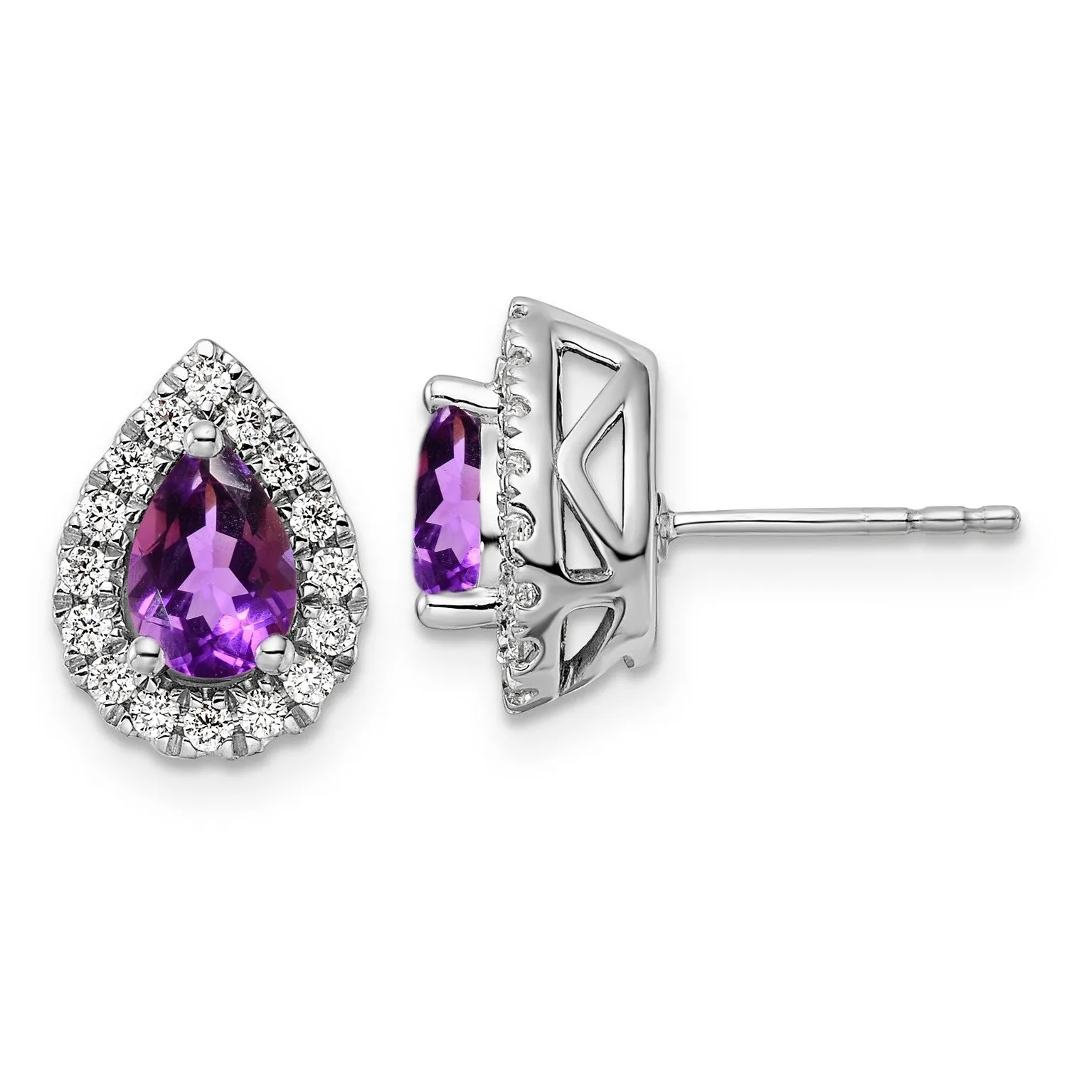 Amethyst Diamond Halo Earrings